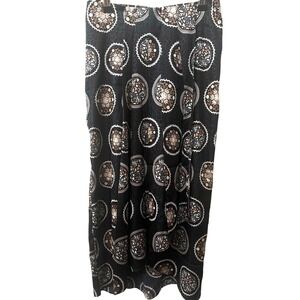 Joie Midi Skirt Satin Pleated Front Size S Flowy Boho Black Dark Romantic